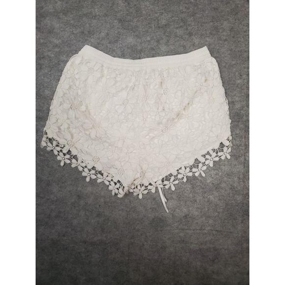 Women's Abercrombie S Drawstring Waist White Floral Crochet Shorts Festival - Picture 2 of 7